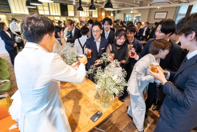 ウェディングパーティ,ウェディング,会費制,パーティ,令和婚,カジュアル,カジュアルウェディング,1.5次会,2次会,披露宴,挙式,結婚式,オリジナルウェディング,人前式,挙式,友人のみ,立食,半立食,立食パーティ